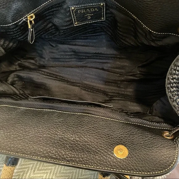 Prada Leather Trimmed Raffia frame bag - Picture 7 of 8